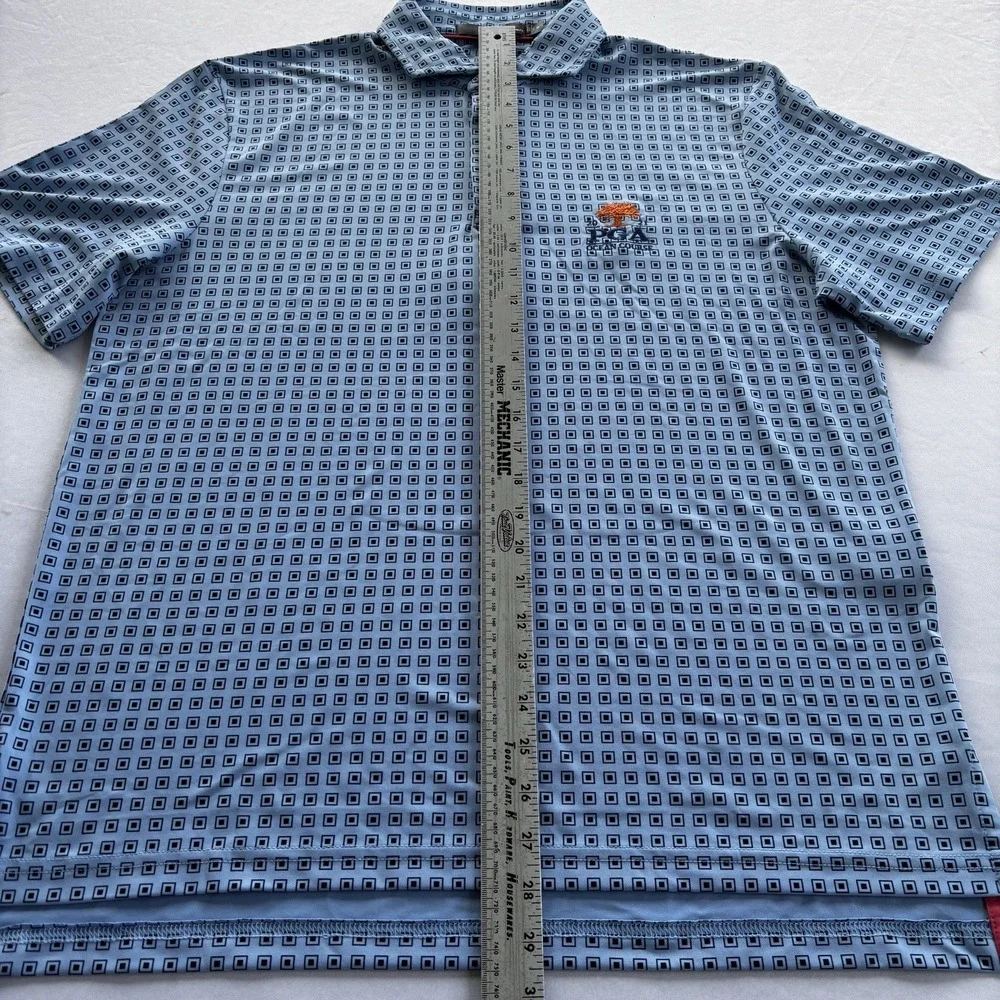 RLX Ralph Lauren‎ PGA Ocean Course Blue Geo Print Golf Polo Shirt Men's M